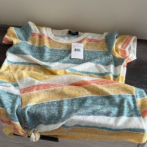 Bobeau Multicolor Striped Short Sleeve Tee
